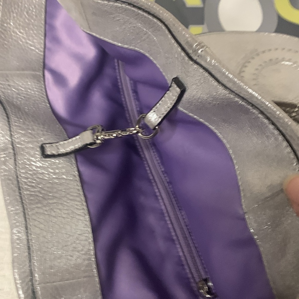 Coach silver with colorful design handbag with purple interior and creed - Picture 5 of 7